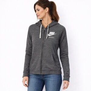 Nike Charcoal Gray Full Zip Up Hoodie with Logo Womens Size Medium